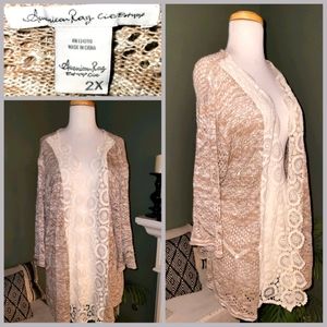 American Rag Duster Lace Trim Sweater - Size 2X